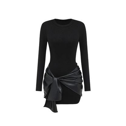 Women's Long Sleeve Tie-Waist Bodycon Dress