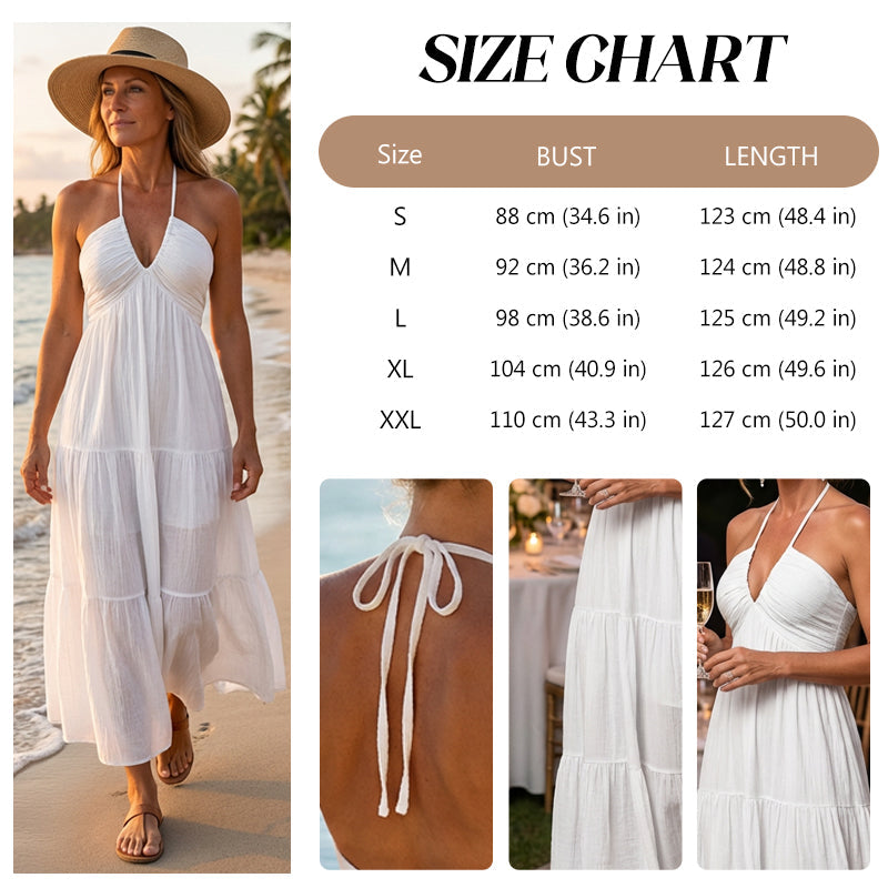 Halter Neck Backless Tiered Maxi Dress