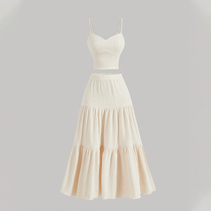 High Waist A-Line Skirt and Cami Top Set