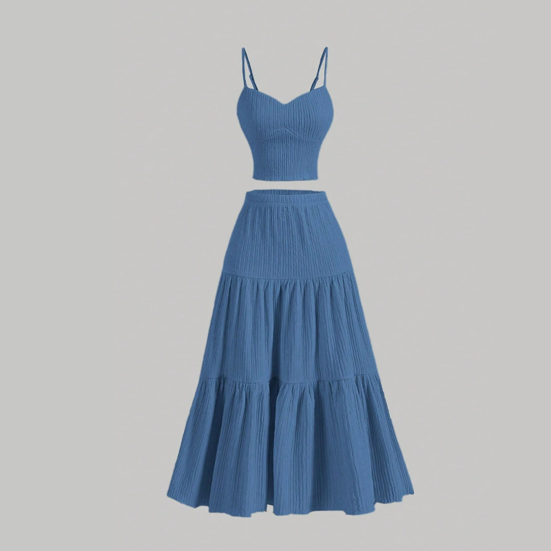 High Waist A-Line Skirt and Cami Top Set