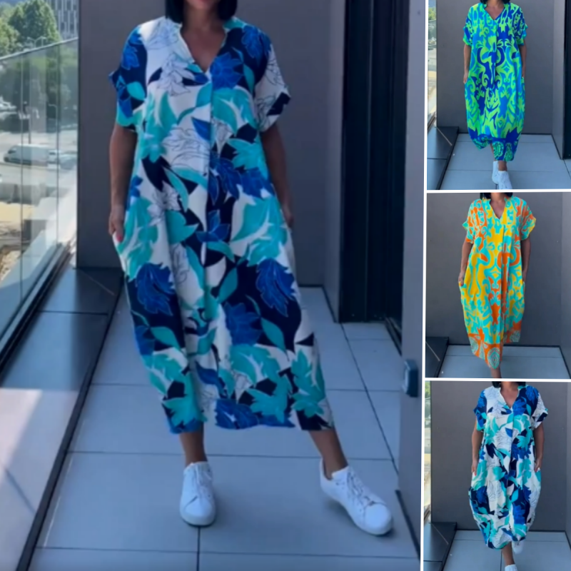 Women's Casual Elegant Printed V-Neck Dress