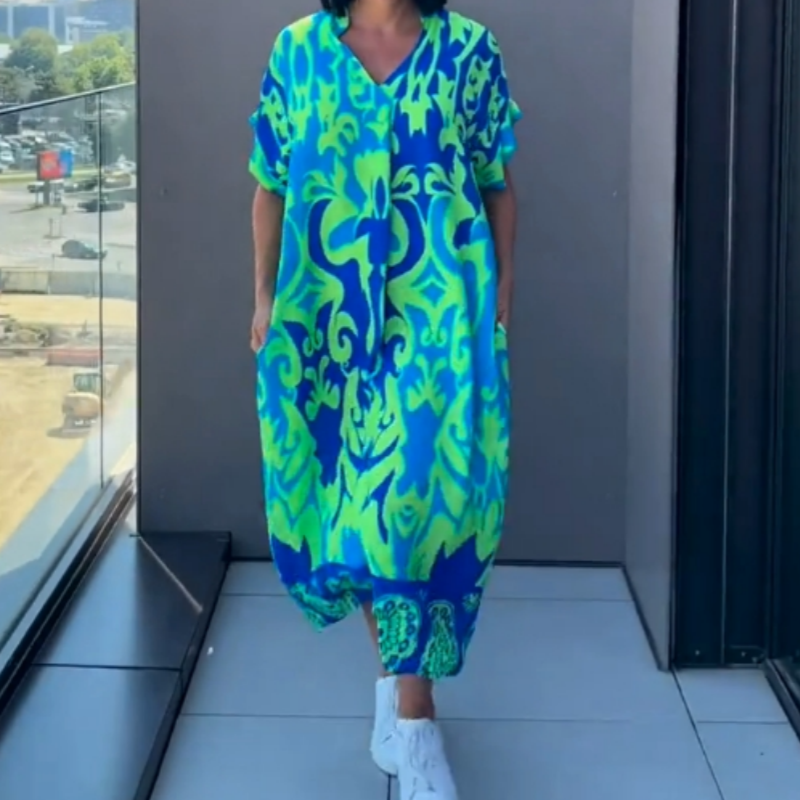 Women's Casual Elegant Printed V-Neck Dress