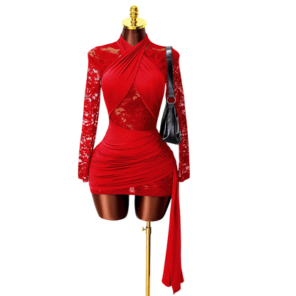 Women's Lace Patchwork Mini Bodycon Dress