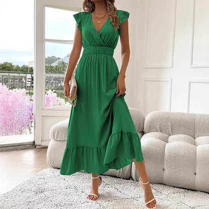 ✨ V-Neck Ruffled Maxi Dress – Effortless Elegance for Every Occasion! ✨