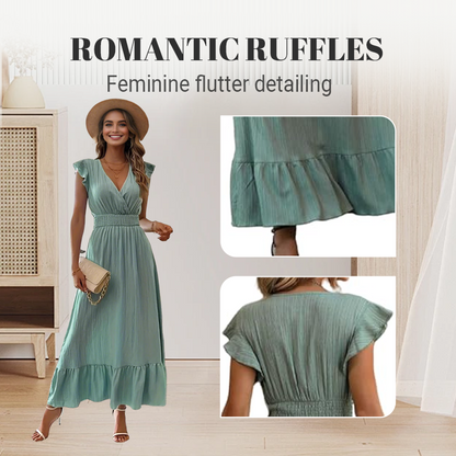 ✨ V-Neck Ruffled Maxi Dress – Effortless Elegance for Every Occasion! ✨