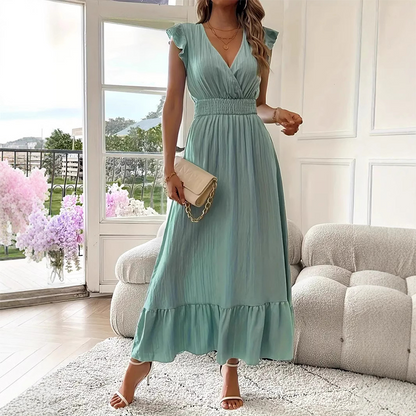 ✨ V-Neck Ruffled Maxi Dress – Effortless Elegance for Every Occasion! ✨