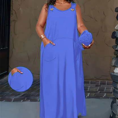 Women's Casual Sleeveless Maxi Dress with Pockets