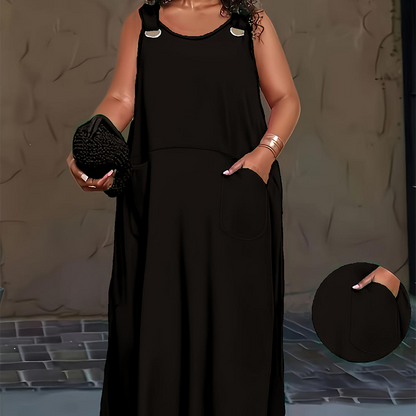 Women's Casual Sleeveless Maxi Dress with Pockets