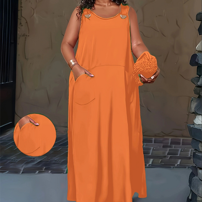 Women's Casual Sleeveless Maxi Dress with Pockets