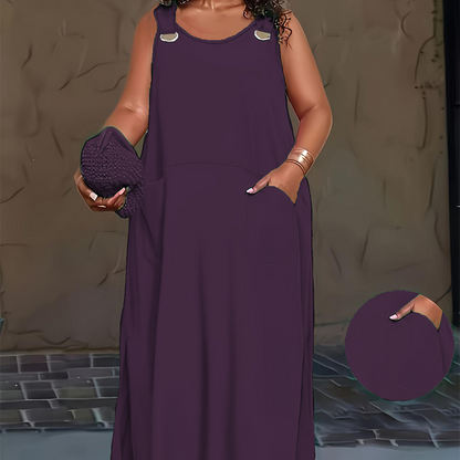 Women's Casual Sleeveless Maxi Dress with Pockets