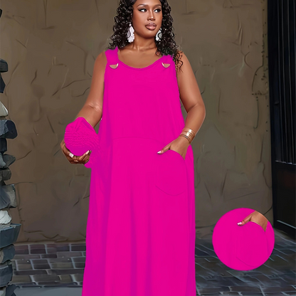 Women's Casual Sleeveless Maxi Dress with Pockets