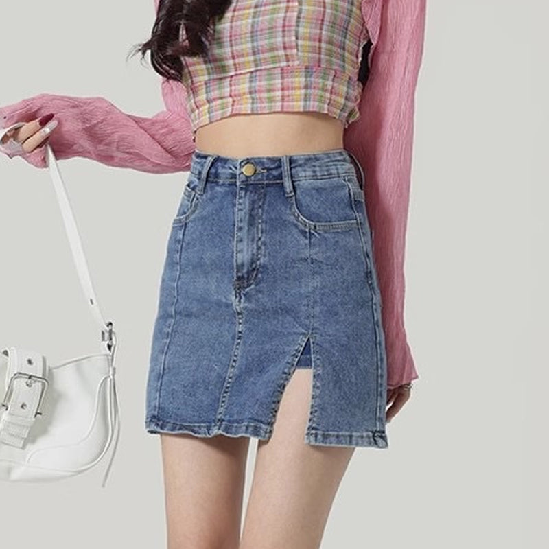 🔥HOT SALE 50% OFF🔥Women's High Waisted Slit Denim Short Skirts