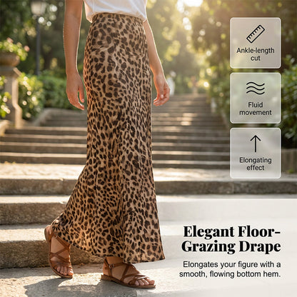 Casual Chic Leopard Print Long Skirt