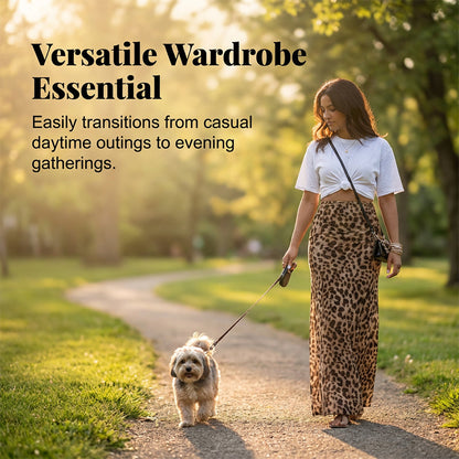 Casual Chic Leopard Print Long Skirt