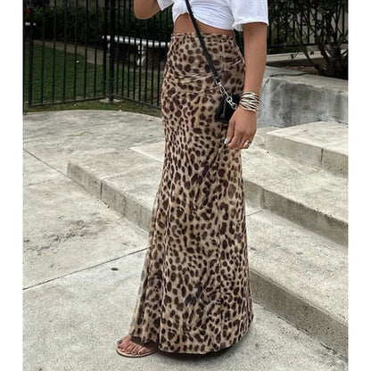 Casual Chic Leopard Print Long Skirt