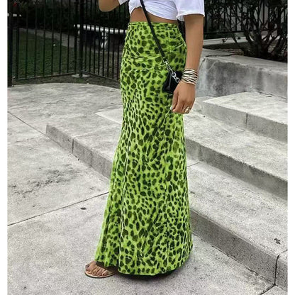 Casual Chic Leopard Print Long Skirt