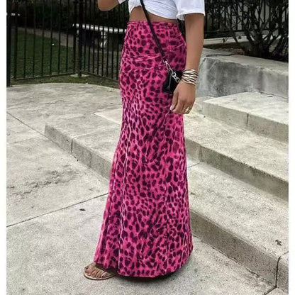 Casual Chic Leopard Print Long Skirt