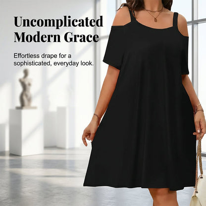 Women's Casual Cold Shoulder Solid Color Dress