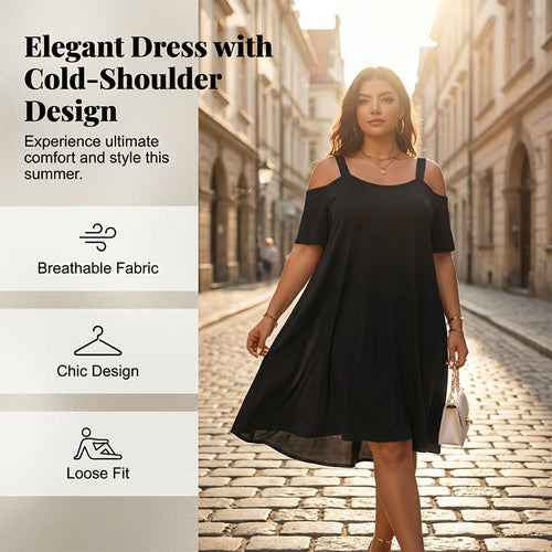 Women's Casual Cold Shoulder Solid Color Dress