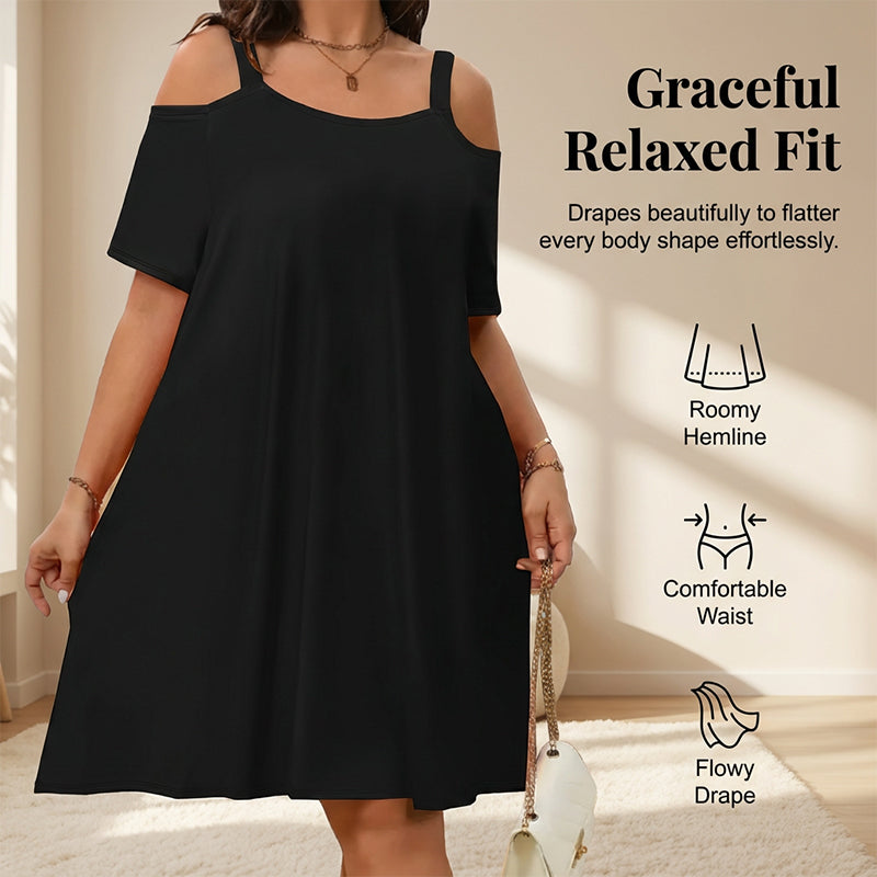 Women's Casual Cold Shoulder Solid Color Dress