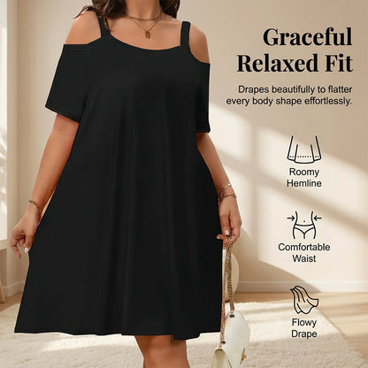 Women's Casual Cold Shoulder Solid Color Dress