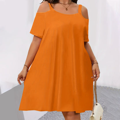Women's Casual Cold Shoulder Solid Color Dress