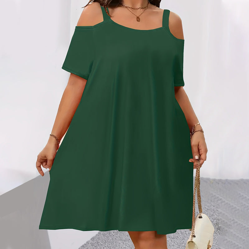 Women's Casual Cold Shoulder Solid Color Dress