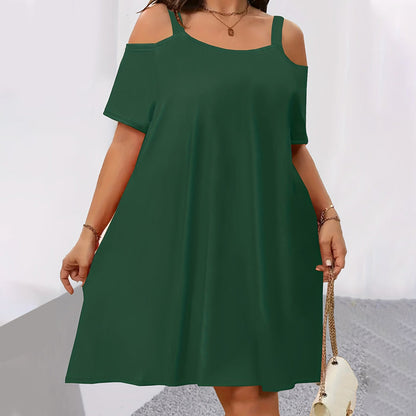 Women's Casual Cold Shoulder Solid Color Dress