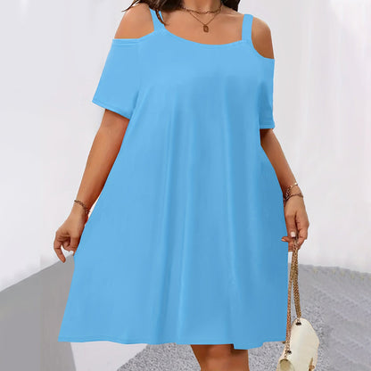 Women's Casual Cold Shoulder Solid Color Dress