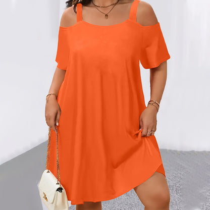 Women's Casual Cold Shoulder Solid Color Dress