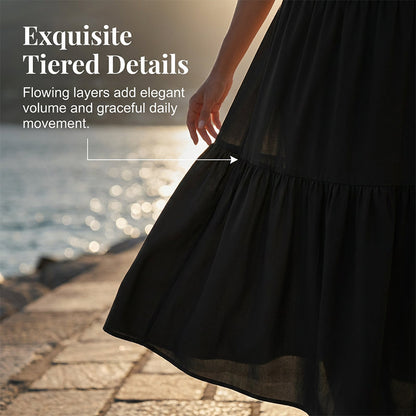 🧕 Women's Modest High-Waist Smocked A-Line Maxi Skirt Flowy Long Skirt for Hijab & Islamic Daily Fashion