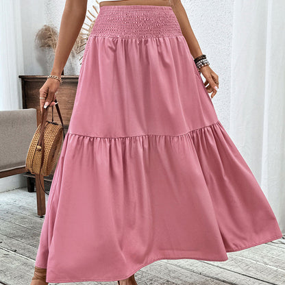 🧕 Women's Modest High-Waist Smocked A-Line Maxi Skirt Flowy Long Skirt for Hijab & Islamic Daily Fashion