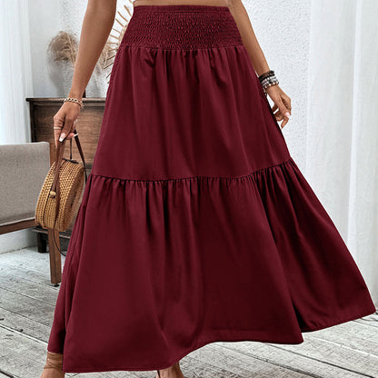 🧕 Women's Modest High-Waist Smocked A-Line Maxi Skirt Flowy Long Skirt for Hijab & Islamic Daily Fashion