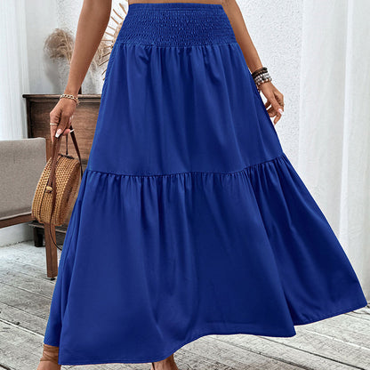 🧕 Women's Modest High-Waist Smocked A-Line Maxi Skirt Flowy Long Skirt for Hijab & Islamic Daily Fashion
