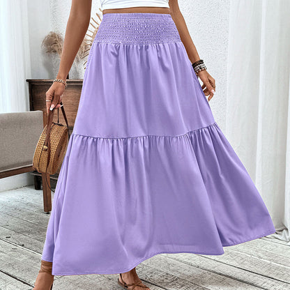 🧕 Women's Modest High-Waist Smocked A-Line Maxi Skirt Flowy Long Skirt for Hijab & Islamic Daily Fashion