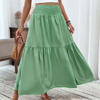 🧕 Women's Modest High-Waist Smocked A-Line Maxi Skirt Flowy Long Skirt for Hijab & Islamic Daily Fashion