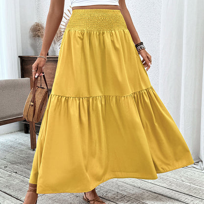 🧕 Women's Modest High-Waist Smocked A-Line Maxi Skirt Flowy Long Skirt for Hijab & Islamic Daily Fashion