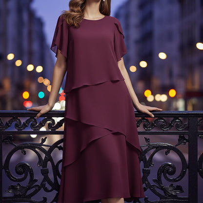 Elegant Layered Dress with Flutter Sleeves