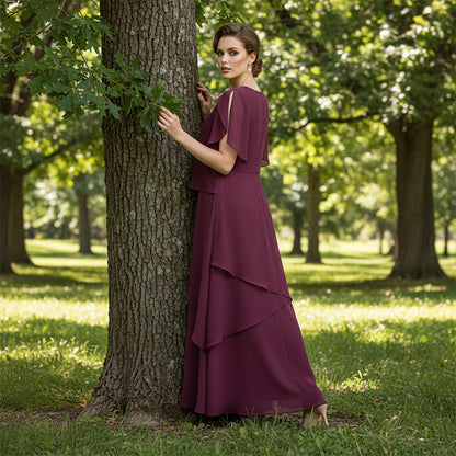 Elegant Layered Dress with Flutter Sleeves