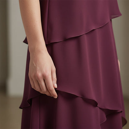 Elegant Layered Dress with Flutter Sleeves