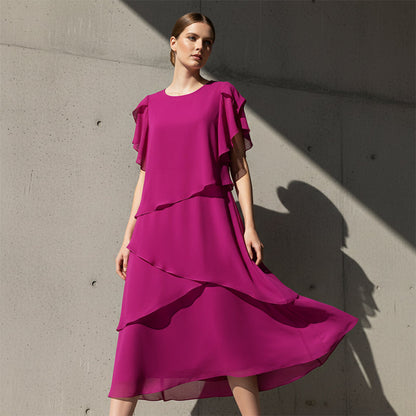 Elegant Layered Dress with Flutter Sleeves