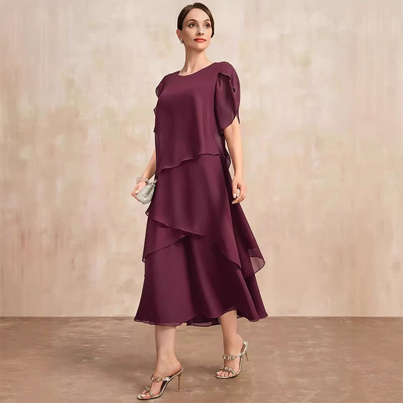 Elegant Layered Dress with Flutter Sleeves
