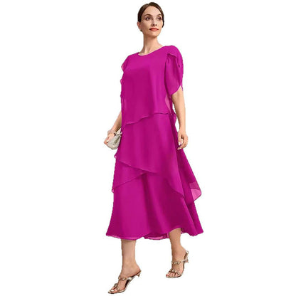 Elegant Layered Dress with Flutter Sleeves