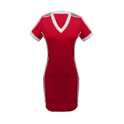 Women's Sporty V-Neck Bodycon Mini Dress