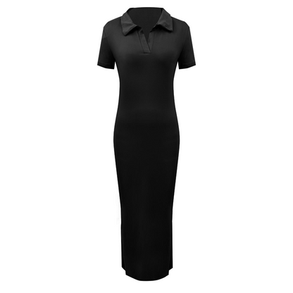 Women's Collared V-Neck Bodycon Midi Dress