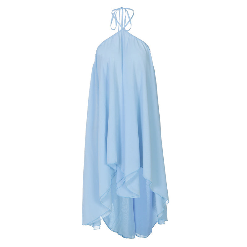Sleeveless A-Line Halter Mini Dress