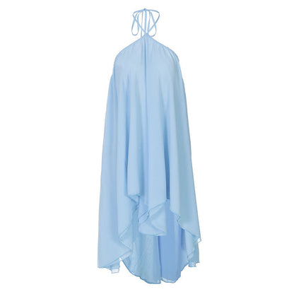 Sleeveless A-Line Halter Mini Dress