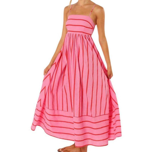 🔥Spaghetti Strap Cut Out Flowy Swing Long Dress