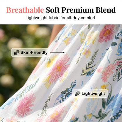 Printed Off-Shoulder Short Sleeve Maxi Dress