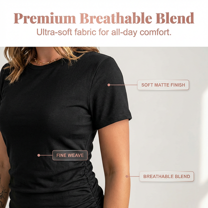 Women's Short Sleeve Ruched Bodycon T-Shirt Dress